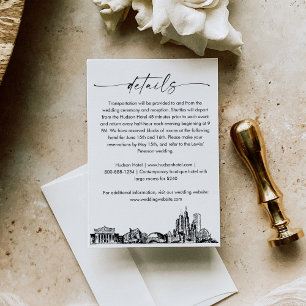 シカゴ結婚スカイラインの詳細カード, 3.5x5 エンクロージャーカード