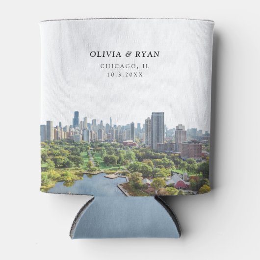 シカゴ結婚式の引き出物カスタム 缶クーラー (正面)