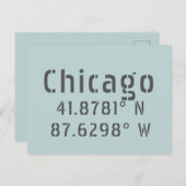 シカゴ緯度と経度 ポストカード (正面/裏面)