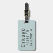 シカゴ緯度パーソナライズされた経度 ラゲッジタグ (正面縦)