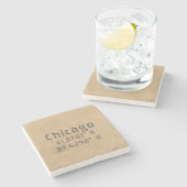 シカゴ緯度経度 ストーンコースター (横)