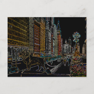 シカゴ美術研究所LIONS MICHIGAN AVE NEON 1930 ポストカード