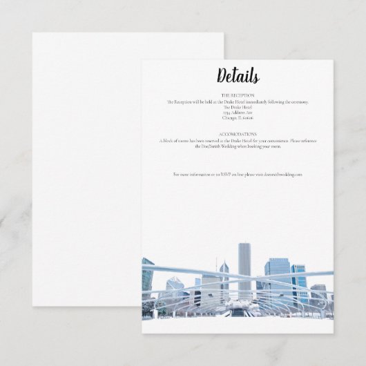 シカゴ詳細カード 招待状 (正面/裏面)