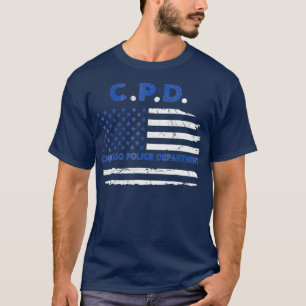 シカゴ警察官 アメリカ国旗 薄い青 Tシャツ