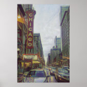 シカゴ通りズザウィンディシティレトロアート ポスター (正面)