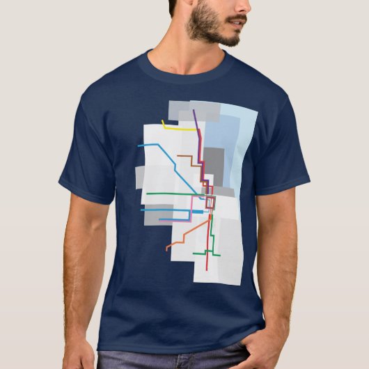 シカゴ通過地図レイク・グラフィック Tシャツ (正面)