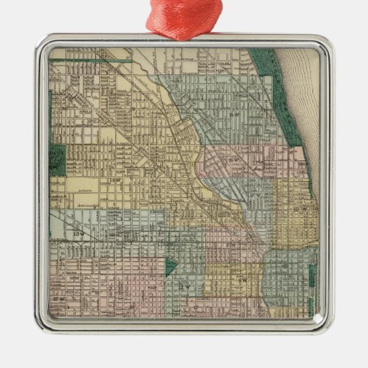 シカゴ都市の地図 メタルオーナメント (正面)