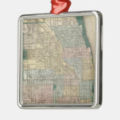 シカゴ都市の地図 メタルオーナメント (左)