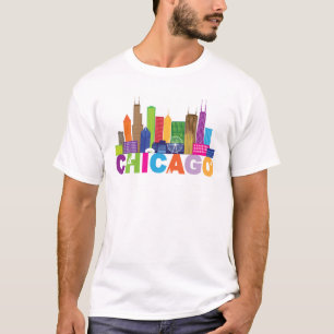 シカゴ都市スカイラインのタイポグラフィ Tシャツ