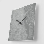 シカゴ都市地図のスケッチ スクエア壁時計 (傾斜)