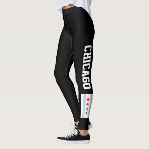 シカゴ都市旗のカスタムな暗闇はレギングを遊ばします レギンス