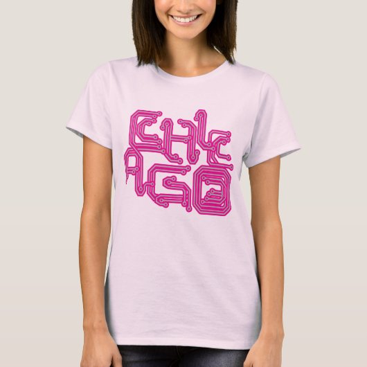 シカゴ電子PCB T -ガーリーなピンク Tシャツ (正面)