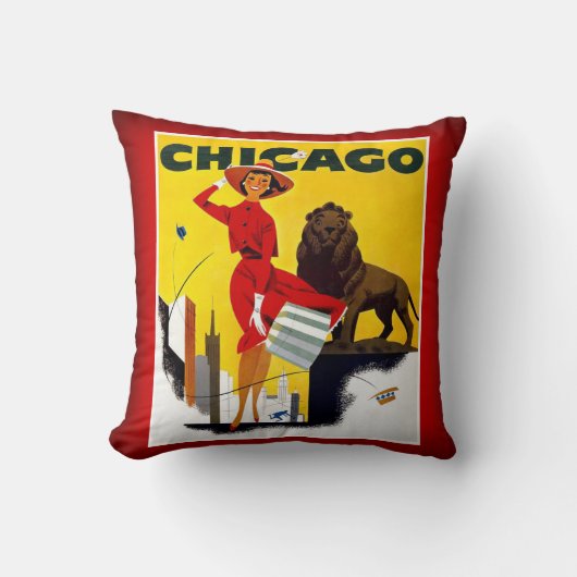 シカゴ風が強い都市米国のヴィンテージの観光事業 クッション (正面)