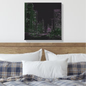 シカゴ1967ミシガンアベニューネオンナイトグロー写真 キャンバスプリント (インサイチュ (寝室))