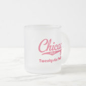 シカゴ26.2のピンクのマラソンの曇らされたガラスのマグ フロストグラスマグカップ (正面右)