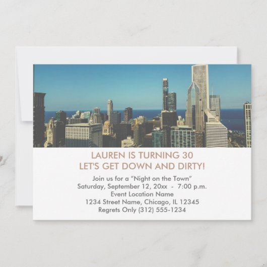 シカゴ30th誕生日招待状 招待状 (正面)
