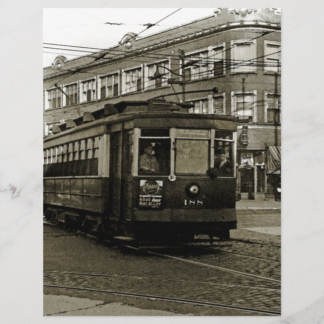シカゴ63RDと西部1952 TROLLEY ART SEPIA (正面)