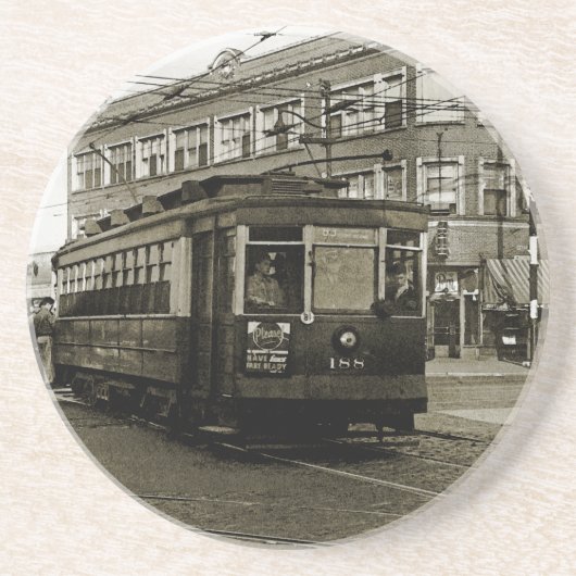 シカゴ63RDと西部1952 TROLLEY ART SEPIA コースター (正面)