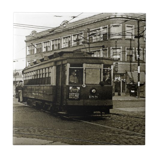 シカゴ63RDと西部1952 TROLLEY ART SEPIA タイル (正面)