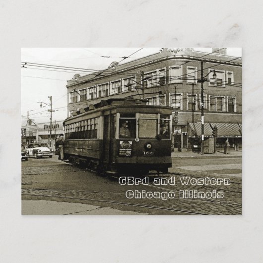 シカゴ63RDと西部1952 TROLLEY ART SEPIA ポストカード (正面)