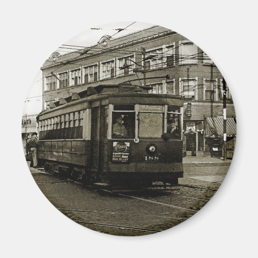 シカゴ63RDと西部1952 TROLLEY ART SEPIA マグネット (正面)
