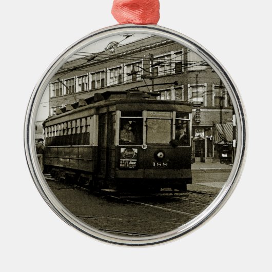シカゴ63RDと西部1952 TROLLEY ART SEPIA メタルオーナメント (正面)