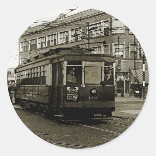 シカゴ63RDと西部1952 TROLLEY ART SEPIA ラウンドシール (正面)