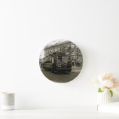 シカゴ63RDと西部1952 TROLLEY ART SEPIA ラウンド壁時計 (ホーム)