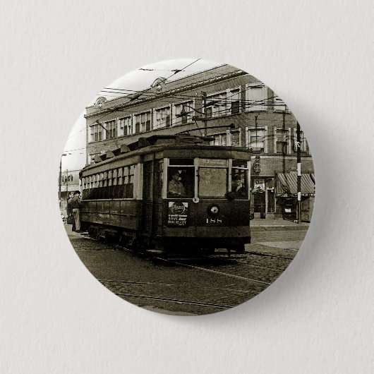 シカゴ63RDと西部1952 TROLLEY ART SEPIA 缶バッジ (正面)