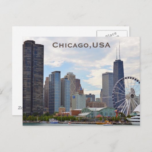 シカゴ，アメリカのヴィンテージ旅行観光はがきを追加 ポストカード (正面/裏面)