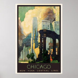 シカゴ アールデコ 旅行ポスター 1929 ビンテージ プリント