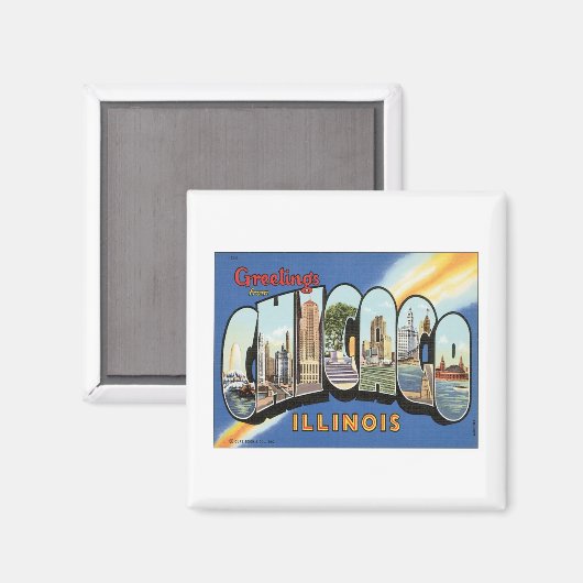 シカゴ・イリノイからのご挨拶 マグネット (正面/裏面)