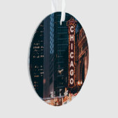 シカゴ・イリノイのネオン・サイン・アット・ナイト オーナメント (正面)