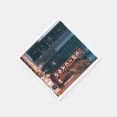 シカゴ・イリノイのネオン・サイン・アット・ナイト スタンダードカクテルナプキン (角)