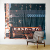 シカゴ・イリノイのネオン・サイン・アット・ナイト タペストリー (インサイチュ(横))