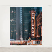 シカゴ・イリノイのネオン・サイン・アット・ナイト タペストリー (正面)
