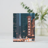 シカゴ・イリノイのネオン・サイン・アット・ナイト ポストカード (スタンド正面)