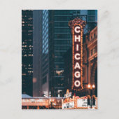 シカゴ・イリノイのネオン・サイン・アット・ナイト ポストカード (正面)