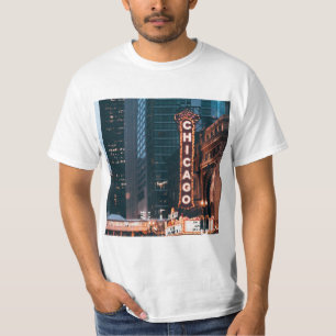 シカゴ・イリノイのネオン・サイン・アット・ナイト Tシャツ