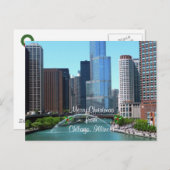 シカゴ・イリノイのメリークリスマス シーズンポストカード (正面/裏面)