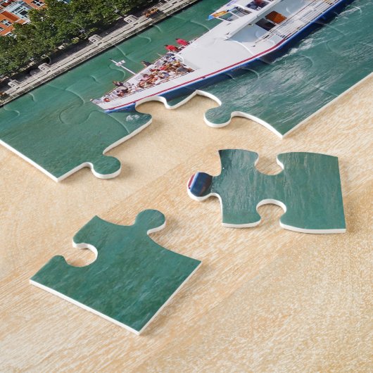 シカゴ・イリノイ川シティスカイライン旅行写真 ジグソーパズル (側面)