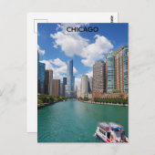 シカゴ・イリノイ川CItyスカイライン旅行写真 ポストカード (正面/裏面)