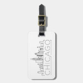 シカゴ、イリノイ州様式化スカイラインの荷物 ラゲッジタグ (正面縦)