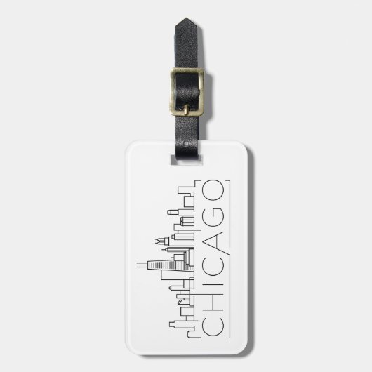 シカゴ、イリノイ州様式化スカイラインの荷物 ラゲッジタグ (正面縦)