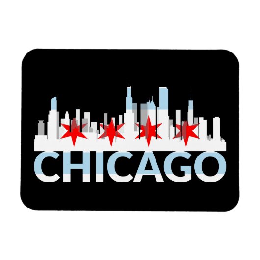シカゴ イリノイ州 ウィンディーシティ 4つ星 Chi-Town ロゴ マグネット (横)