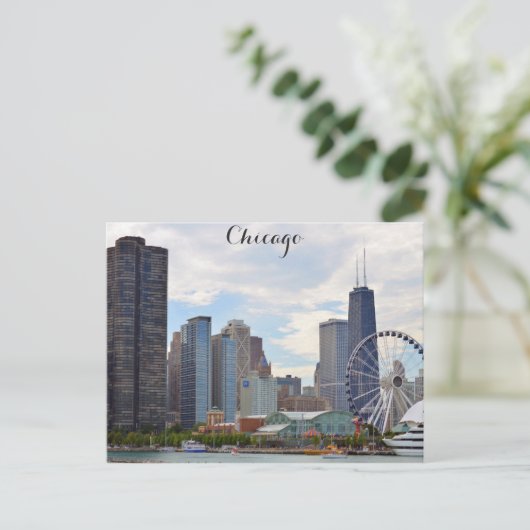 シカゴ イリノイ州 市街地 ネイビーピア 写真 ポストカード (スタンド正面)