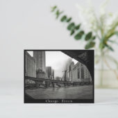 シカゴ、イリノイ州（黒と白） ポストカード (スタンド正面)