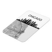 シカゴ・イリノイ市のスカイラインと地図 マグネット (左側)