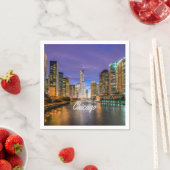 シカゴ・イリノイ市の夜 スタンダードカクテルナプキン (インサイチュ)