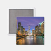 シカゴ・イリノイ市の夜 マグネット (正面/裏面)